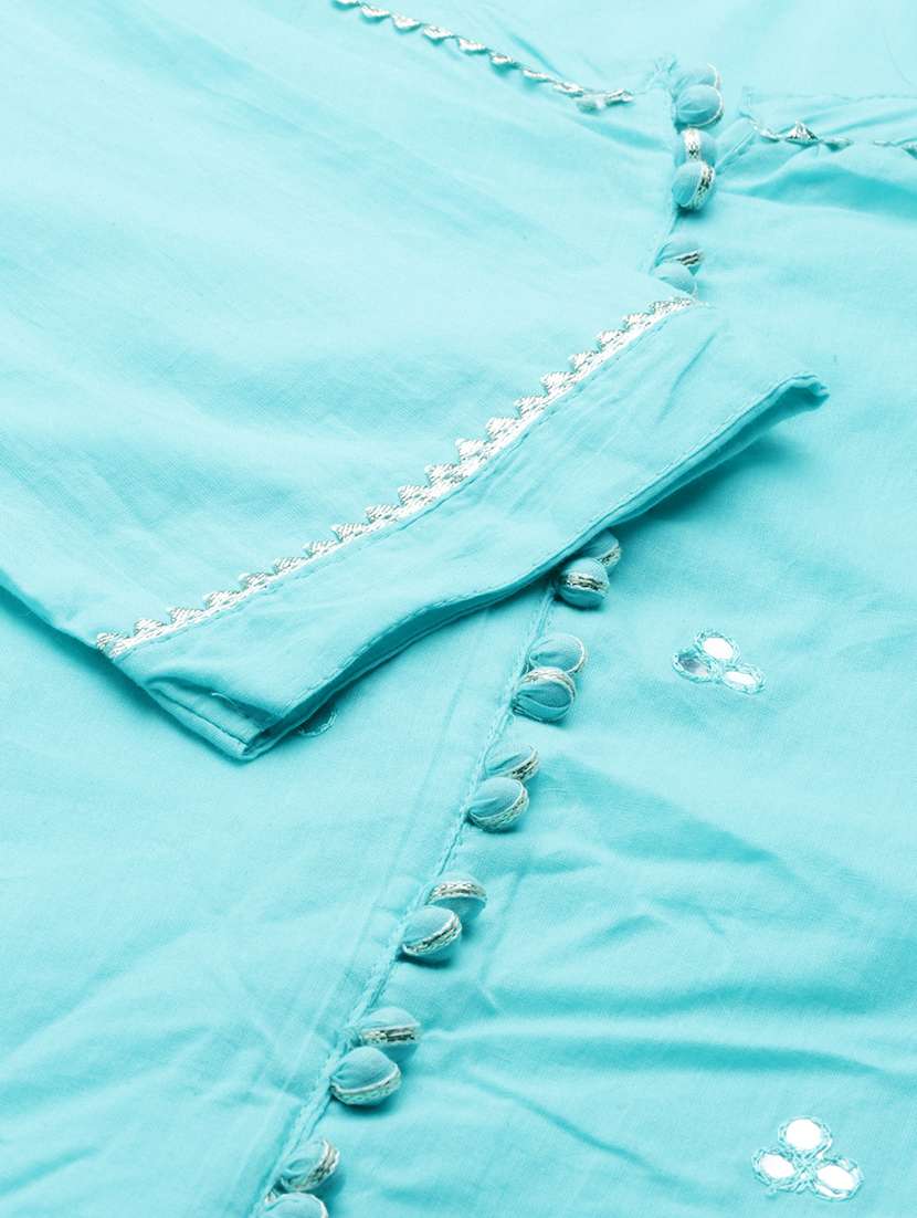 women mirror work kurta palazzo with dupatta set - 21550364 -  Standard Image - 7