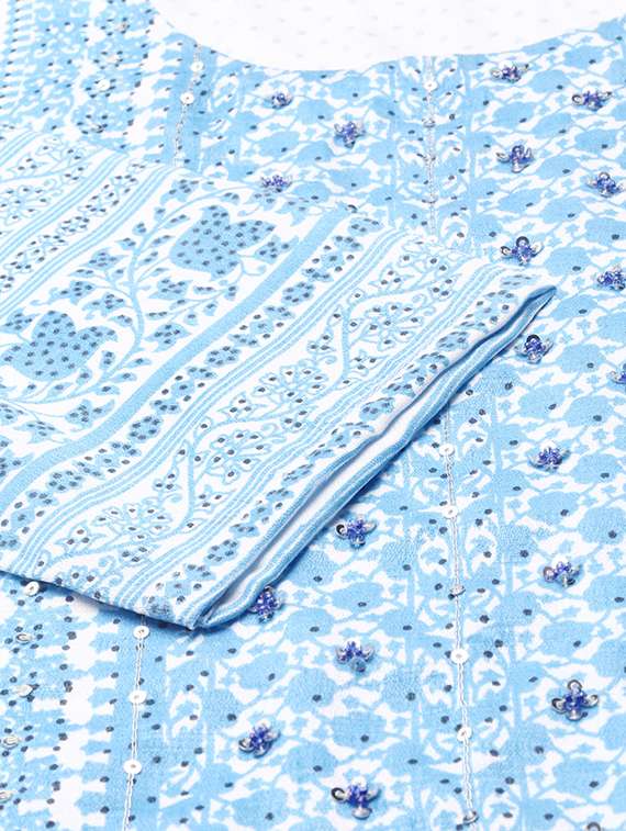 women placement print kurta pant set with dupatta - 21550367 -  Standard Image - 7