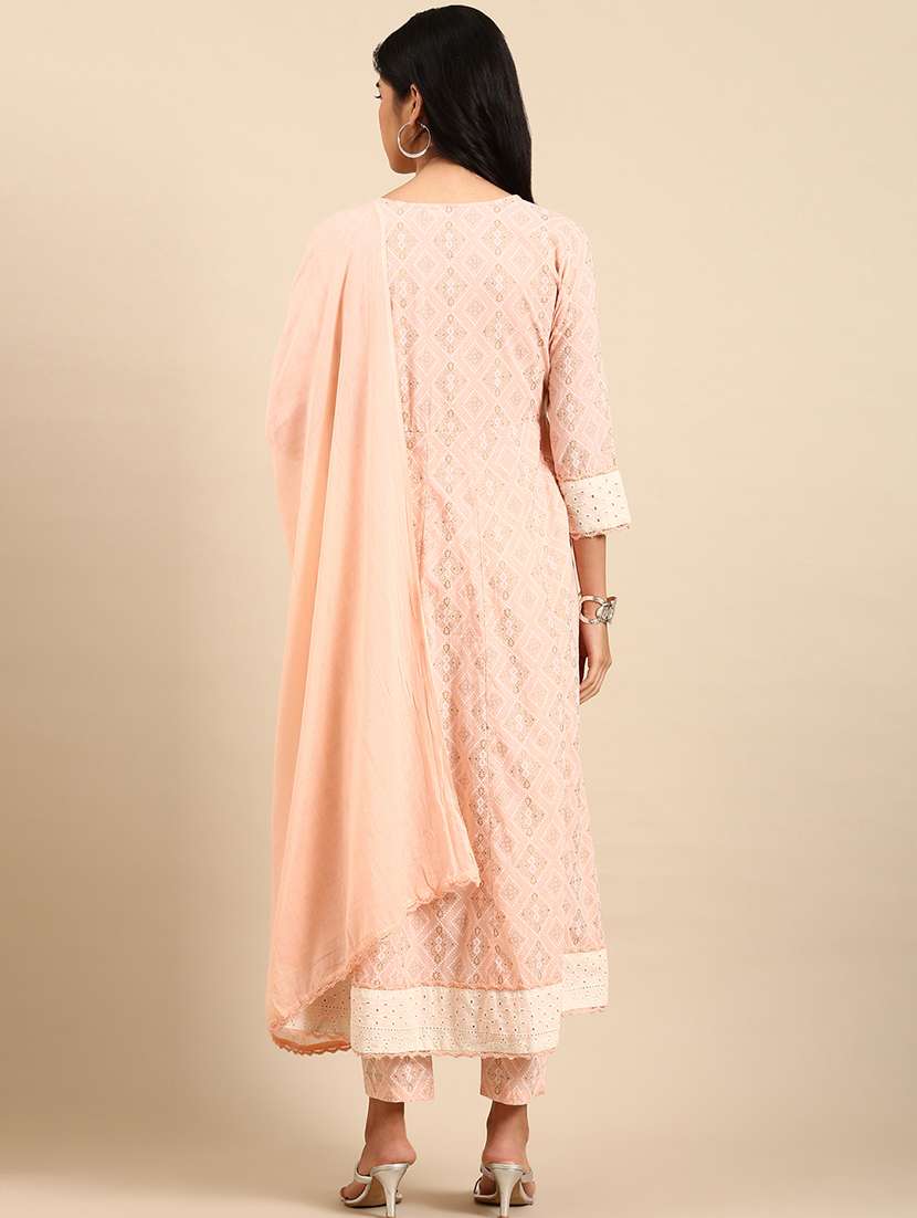 women three quarter sleeve kurta pant with dupatta set - 21550368 -  Standard Image - 2