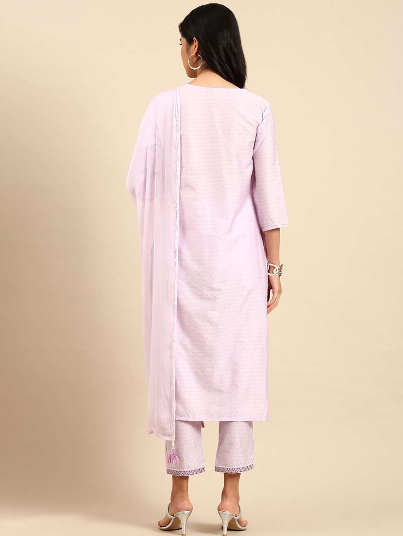 women lavender embroidered kurta pant set with dupatta - 21550383 -  Standard Image - 2