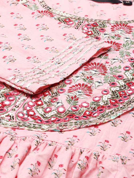 women pink floral printed kurta pant set with dupatta - 21550385 -  Standard Image - 7