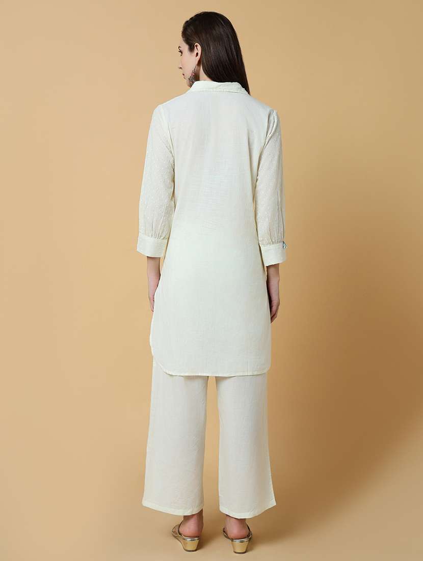 women off white embroidered kurta pant set - 21550405 -  Standard Image - 2