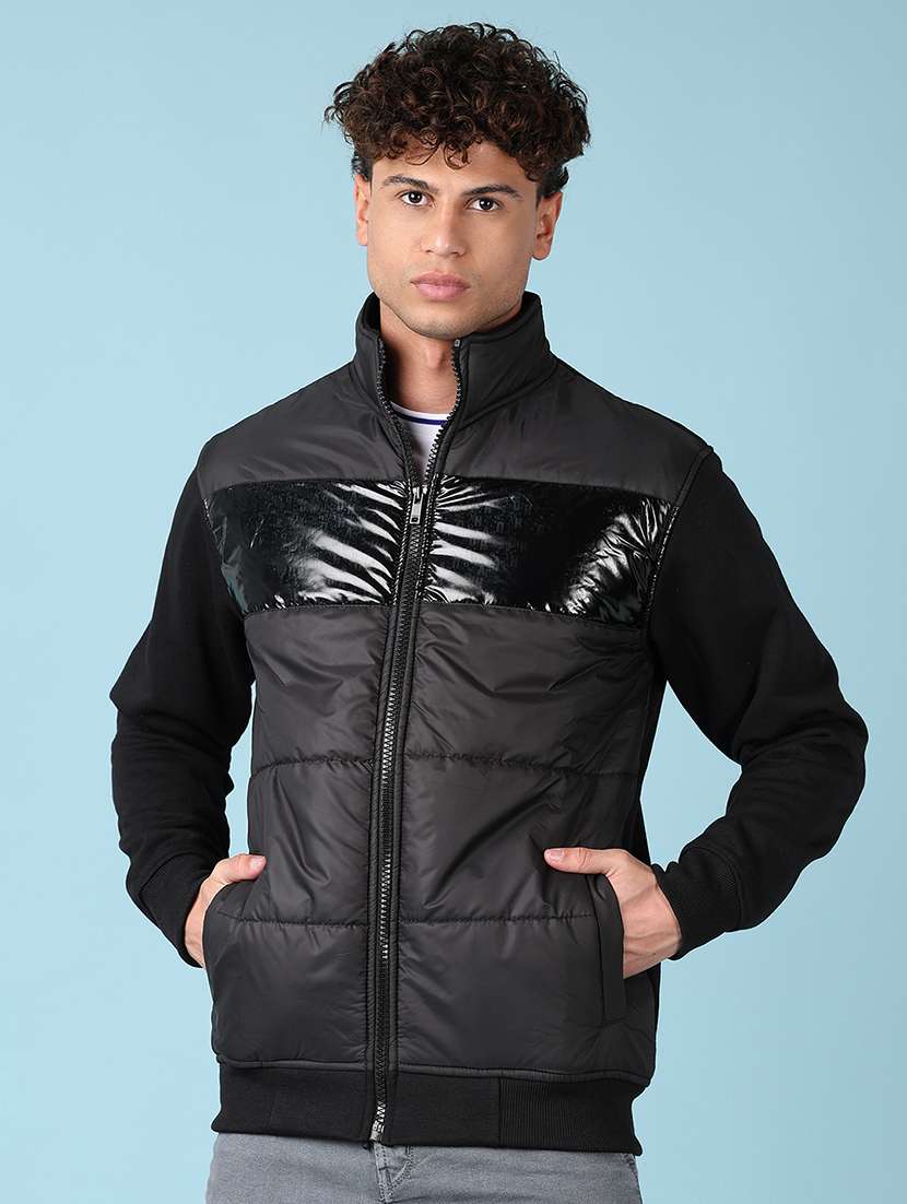 men long sleeves solid quilted jacket