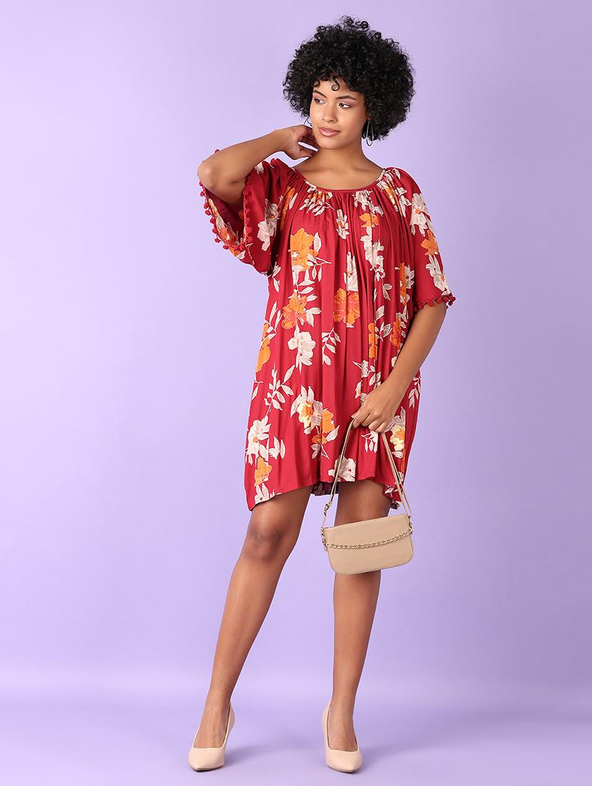 women red floral printed a-line dress - 21550545 -  Zoom Image - 0