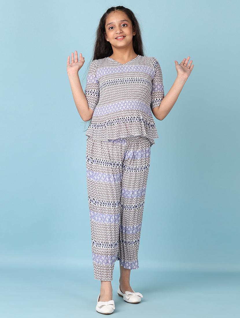 girls printed casual wear full length set - 21550560 - Standard Image - 2