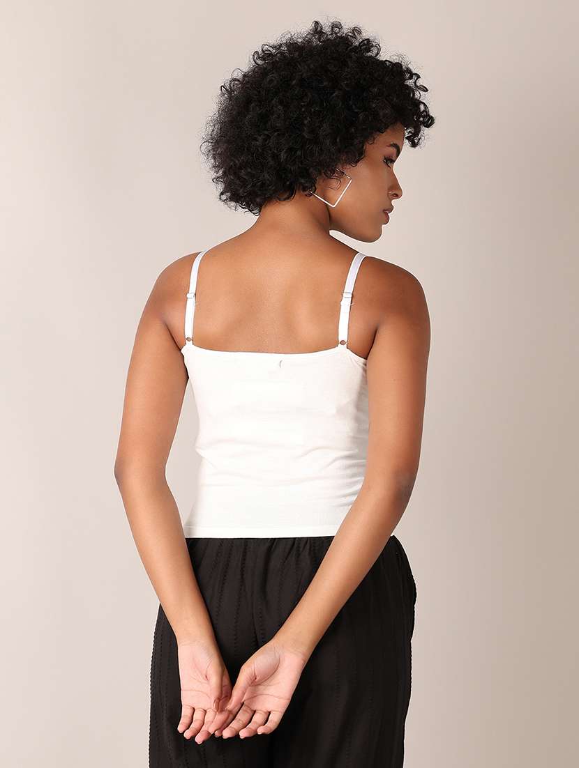 women solid shoulder strap tank top - 21550617 -  Standard Image - 2