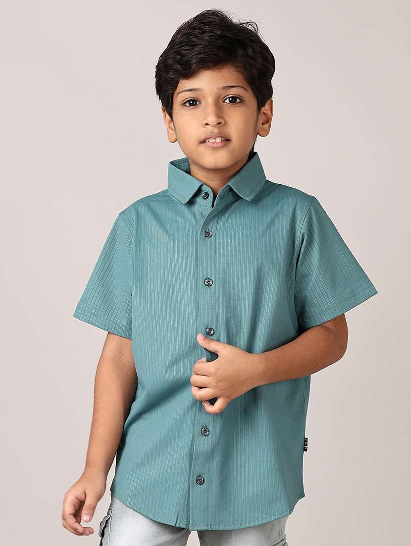 boys striped collared short sleeves shirt - 21550630 -  Standard Image - 2