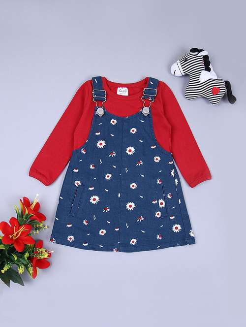 girls floral casual wear dungaree set