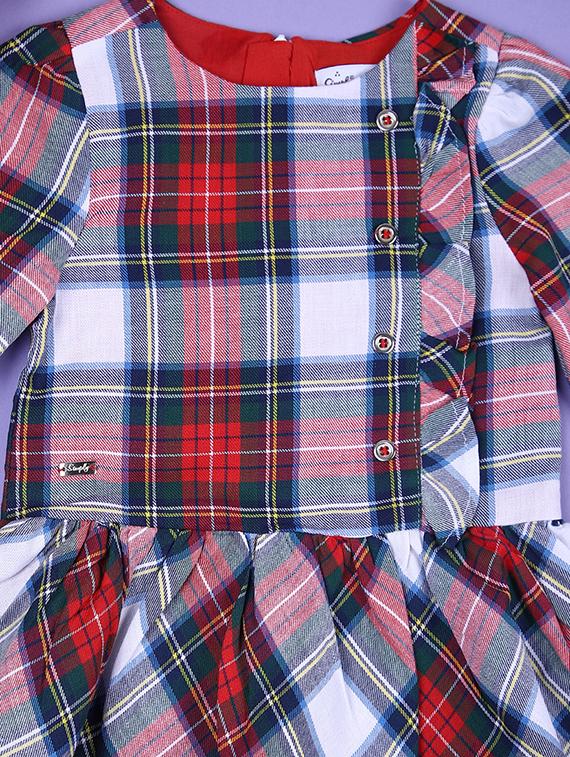 girls red checkered round neck frock - 21550713 - Standard Image - 2