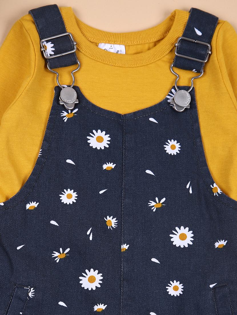 girls floral casual wear dungaree set - 21550716 - Standard Image - 2