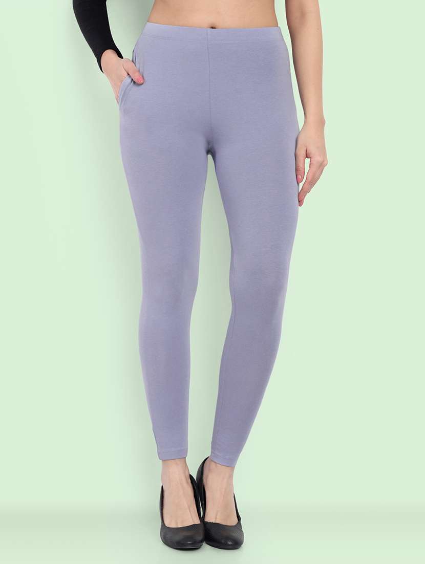 women solid ankle length leggings