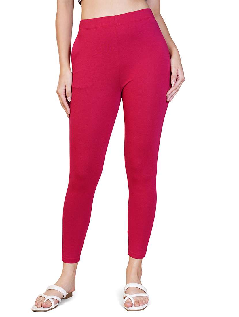 women solid ankle length leggings