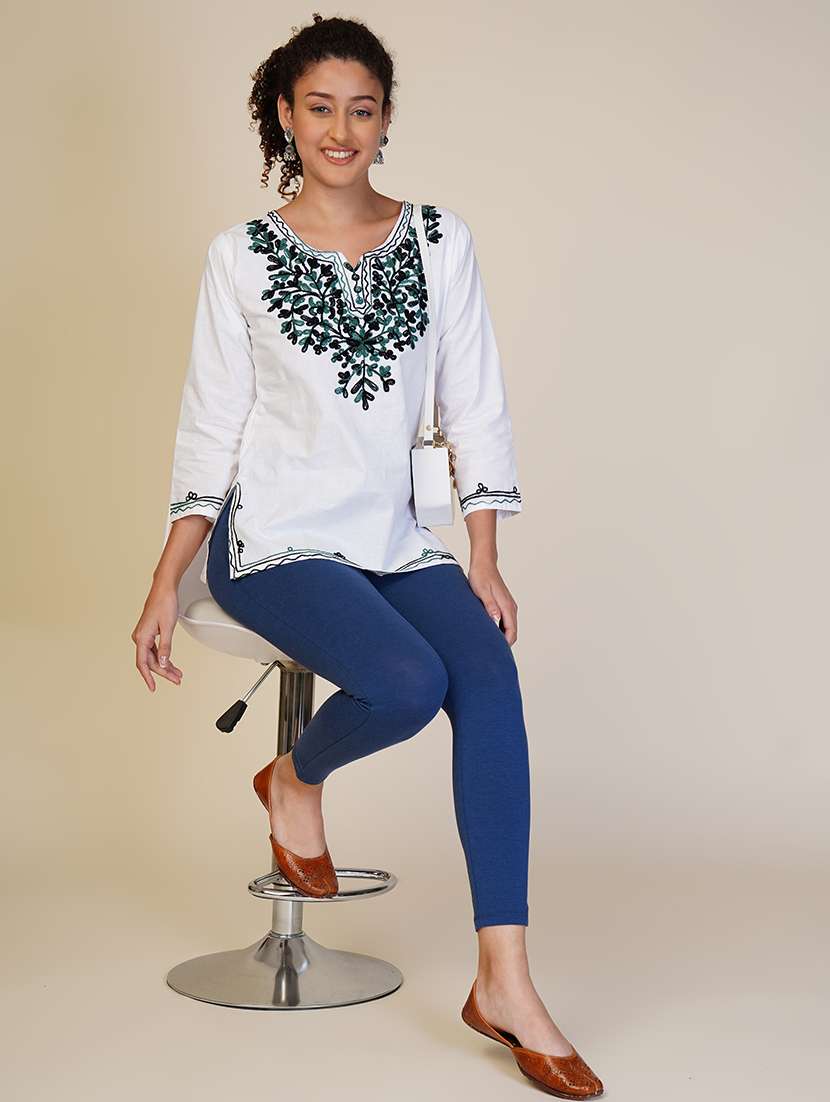 women solid ankle length leggings - 21550998 -  Standard Image - 2