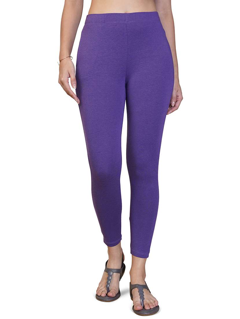 women solid ankle length leggings