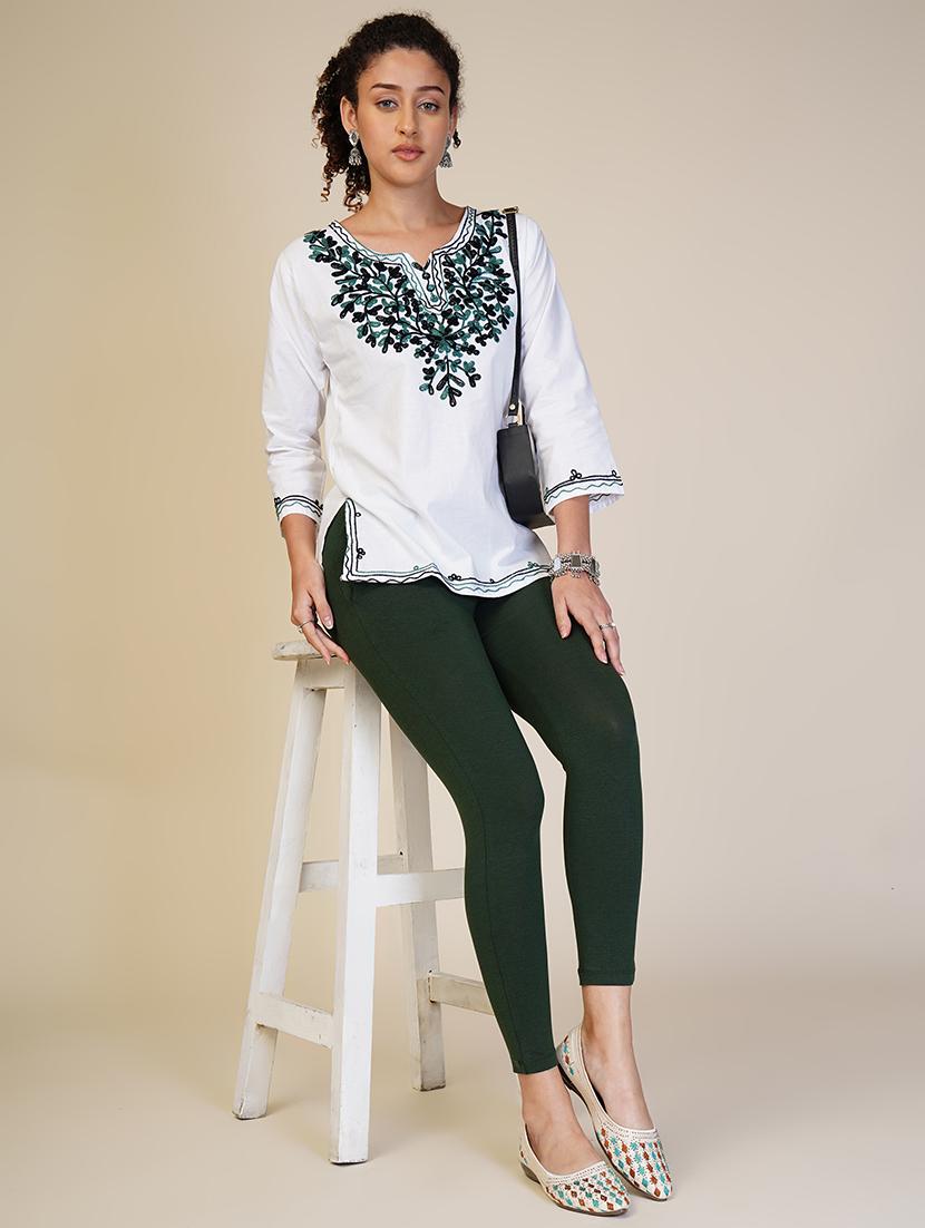 women solid ankle length leggings - 21551014 - Standard Image - 2