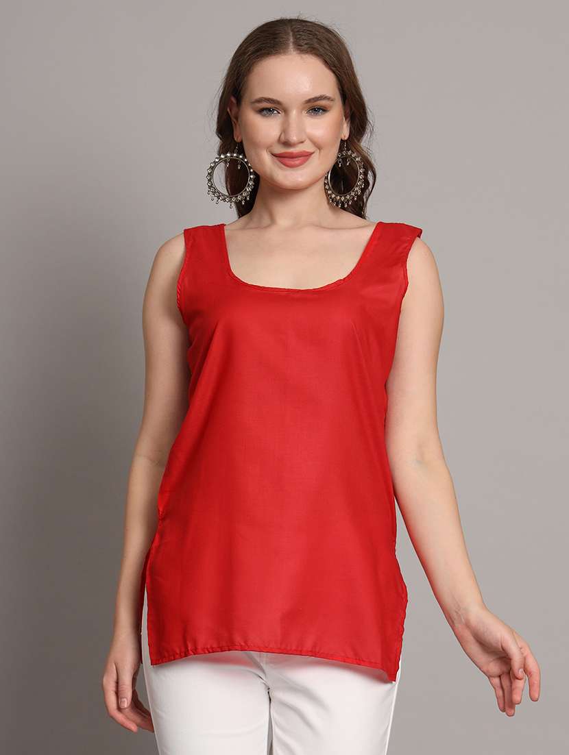 women solid sleeveless slip