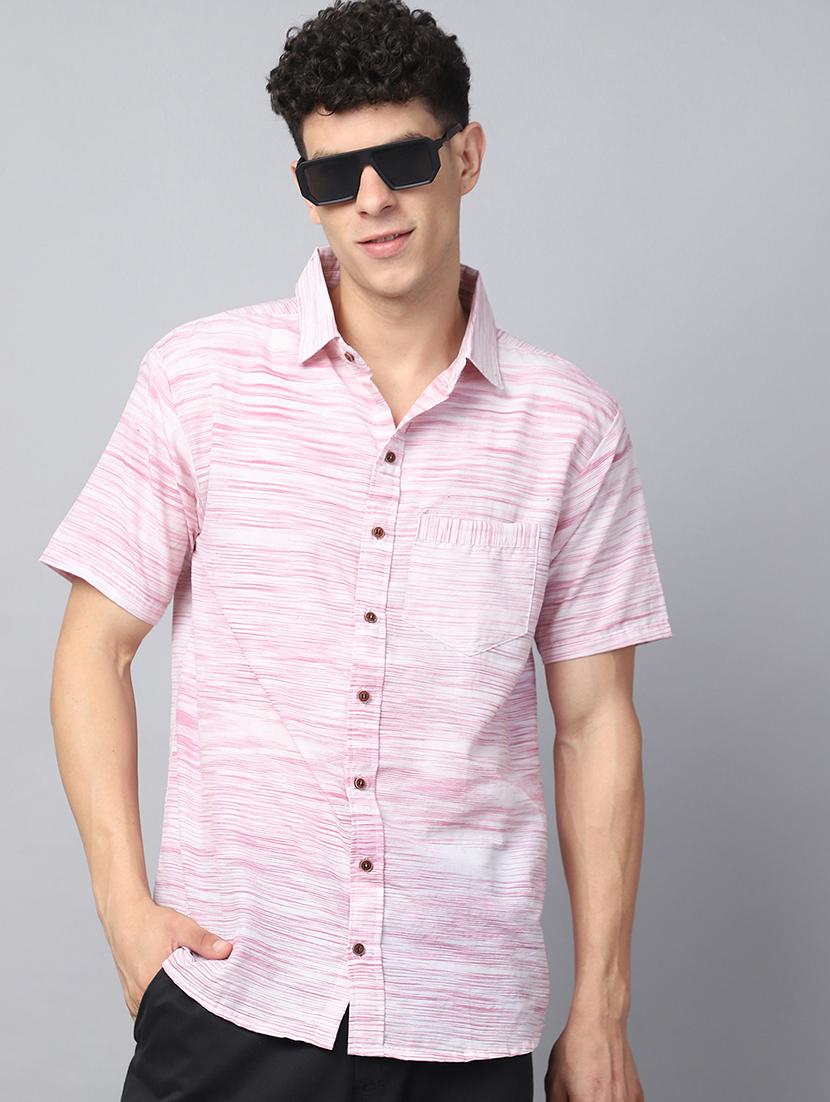 men self design short sleeve casual shirt
