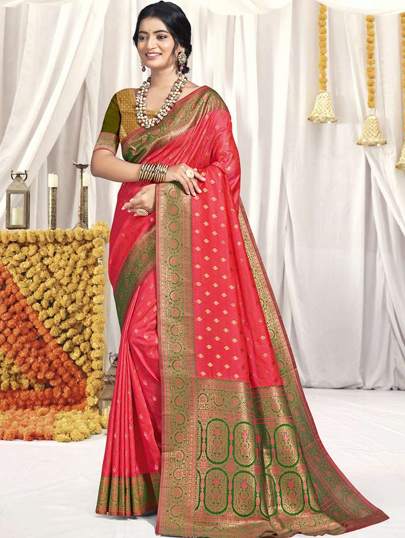 women zari work banarasi saree with blouse