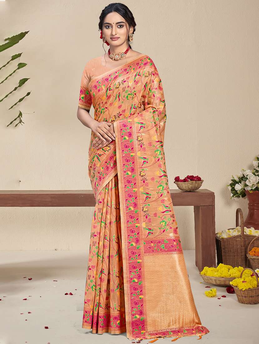 women self design banarasi saree with blouse