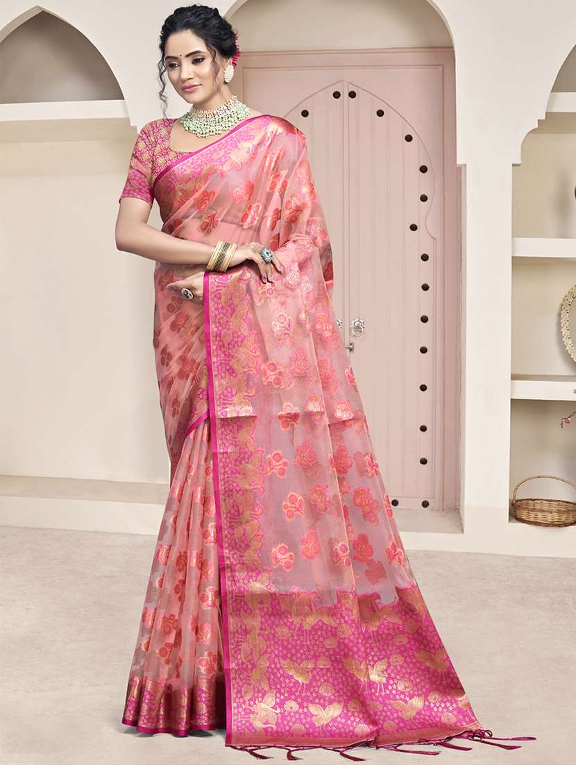 women zari work banarasi saree with blouse
