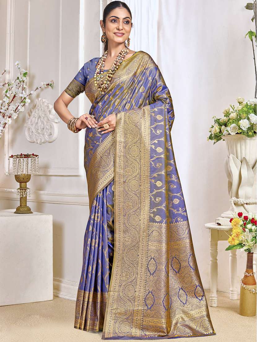 women zari work banarasi saree with blouse