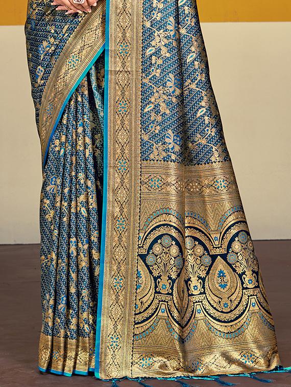 women zari work banarasi saree with blouse - 21551314 - Standard Image - 2