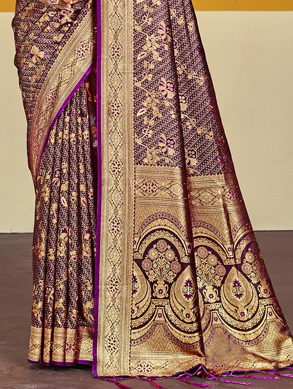 women zari work banarasi saree with blouse - 21551317 - Standard Image - 2