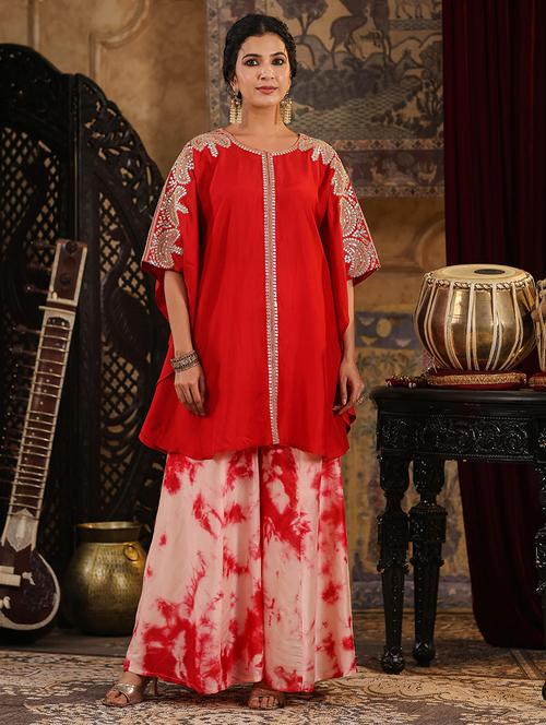 women red gota work co-ord set - 21551427 -  Standard Image - 0