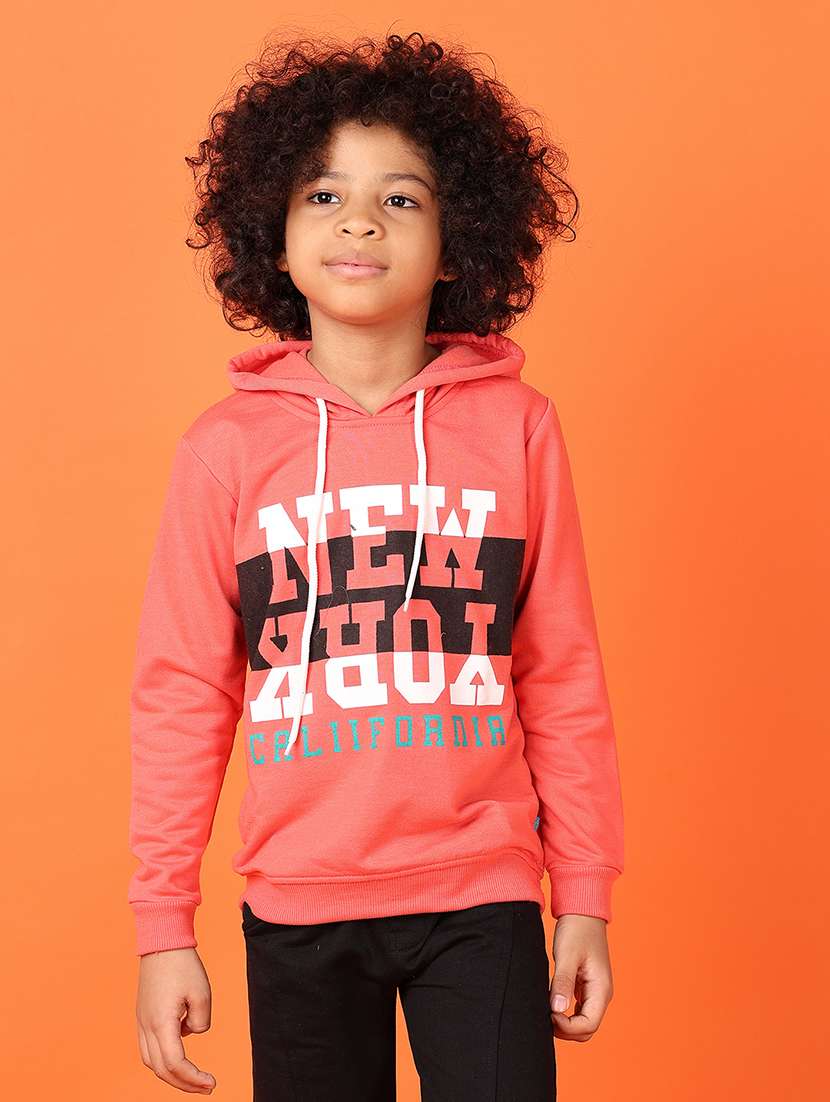 boys front print hooded sweatshirt