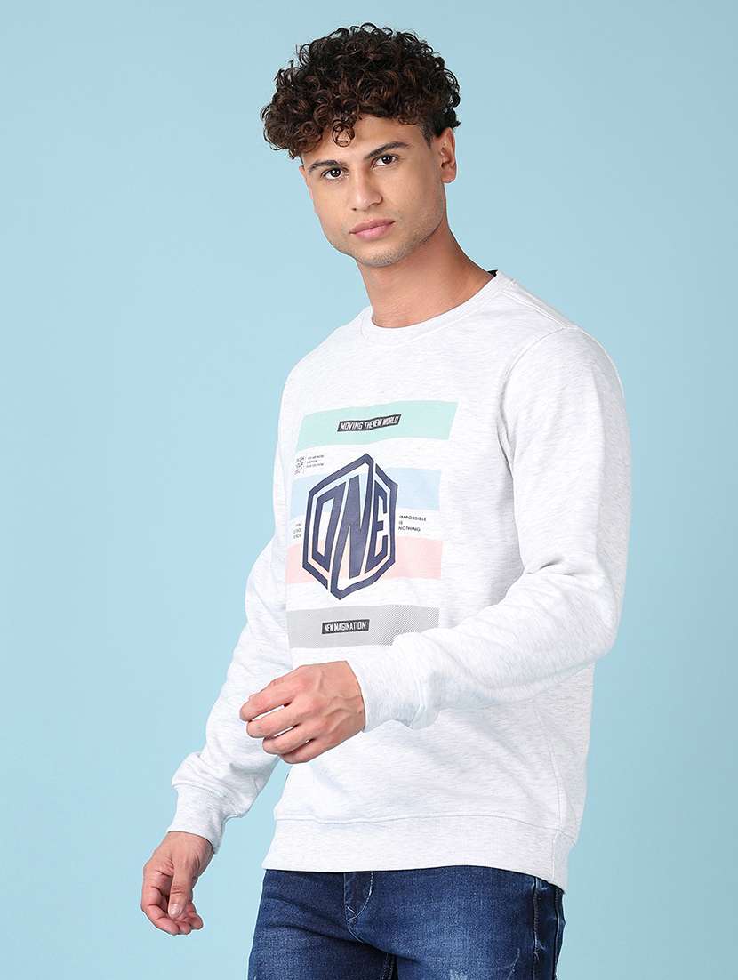 men long sleeves front print sweatshirt - 21551488 -  Standard Image - 2