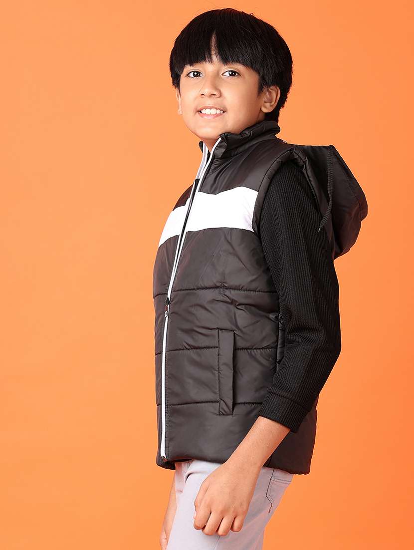 boys color block sleeveless hooded bomber jacket - 21551543 -  Standard Image - 2