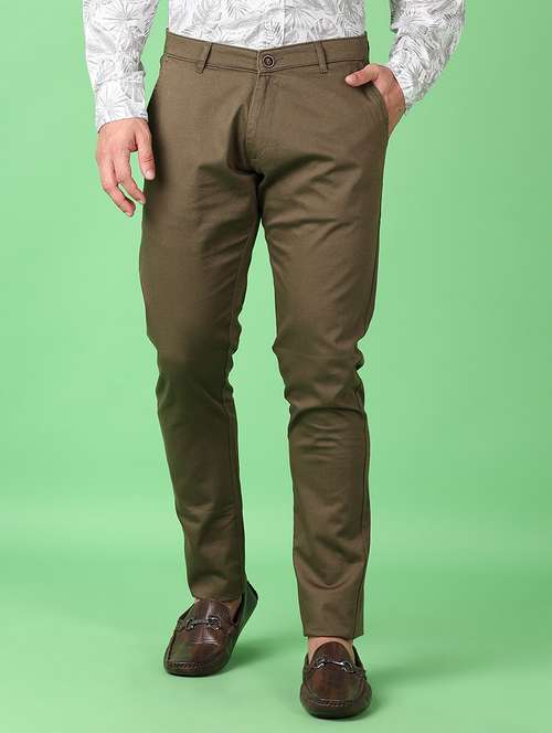 men solid regular fit chinos casual trouser - 21551833 -  Standard Image - 0