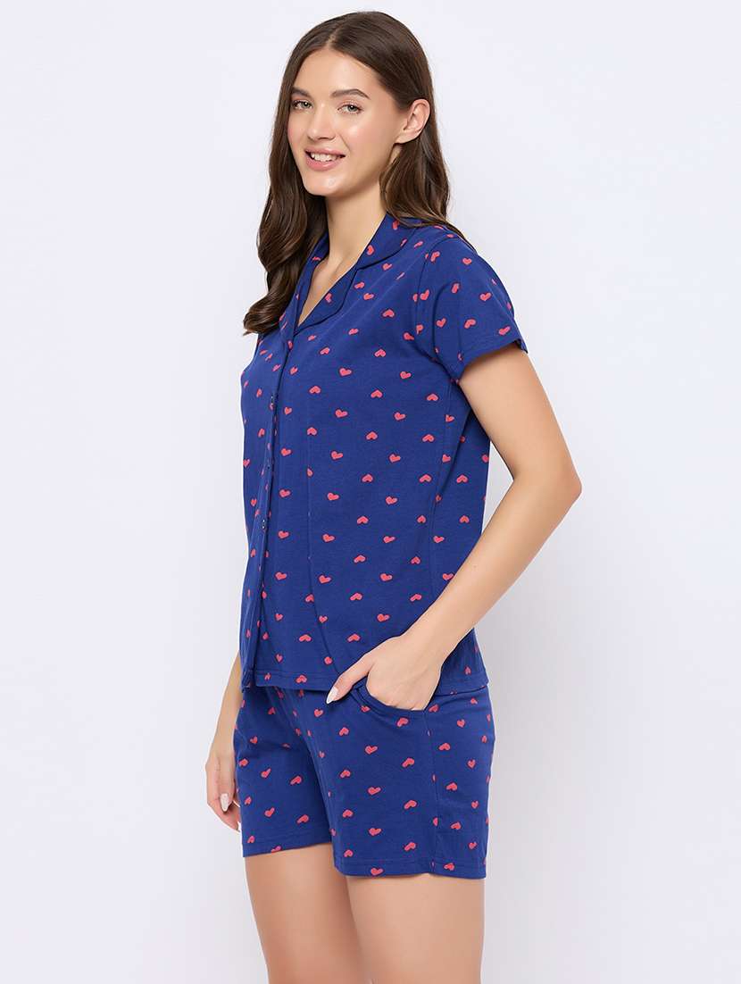 women printed shorts nightwear set - 21552205 -  Standard Image - 2
