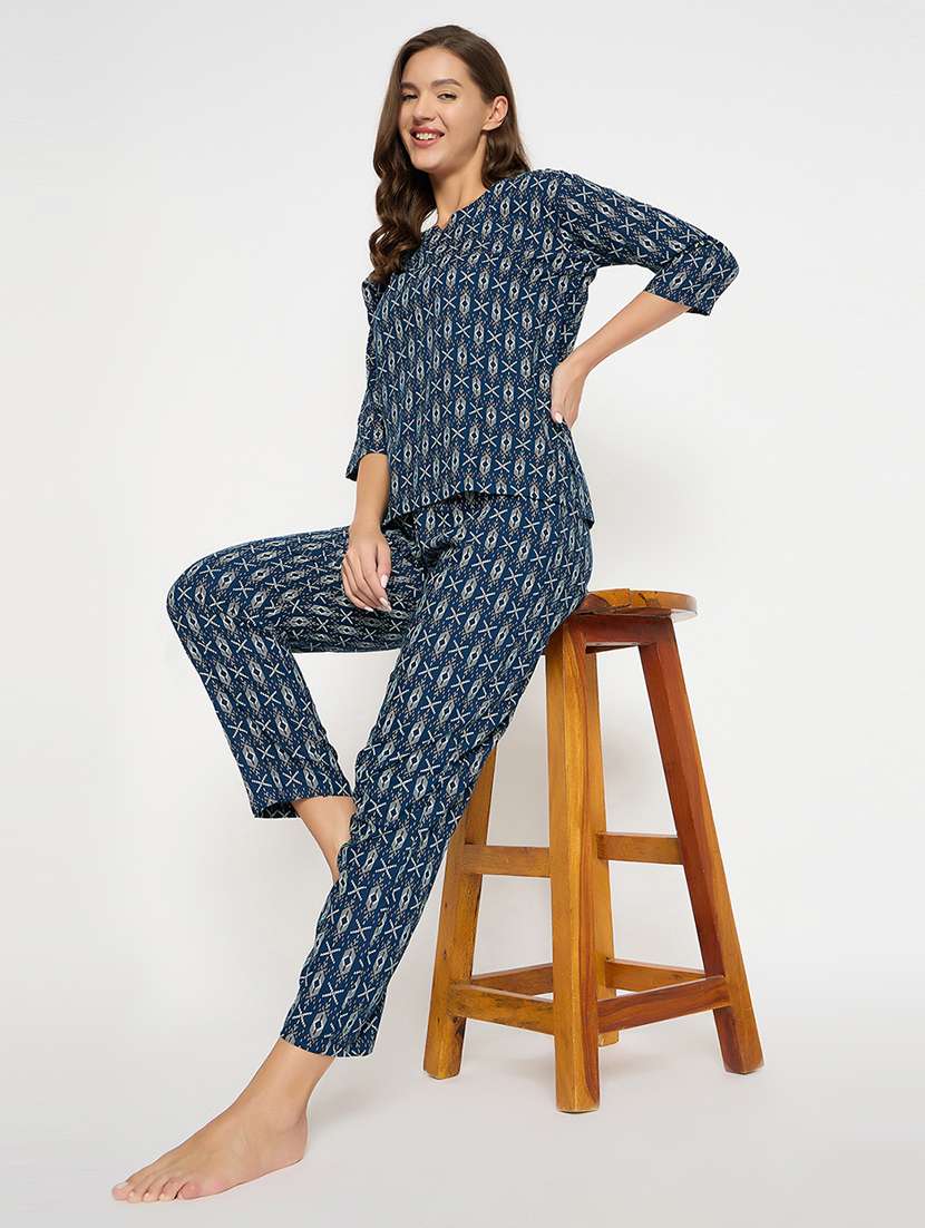 women printed pyjama nightwear set - 21552235 - Standard Image - 2
