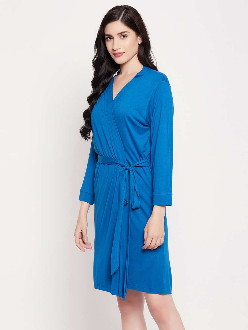 women solid sleepwear robe - 21552271 -  Standard Image - 2