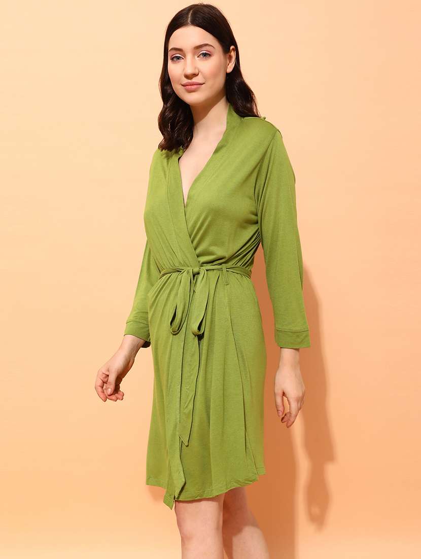 women solid sleepwear robe - 21552273 -  Standard Image - 2