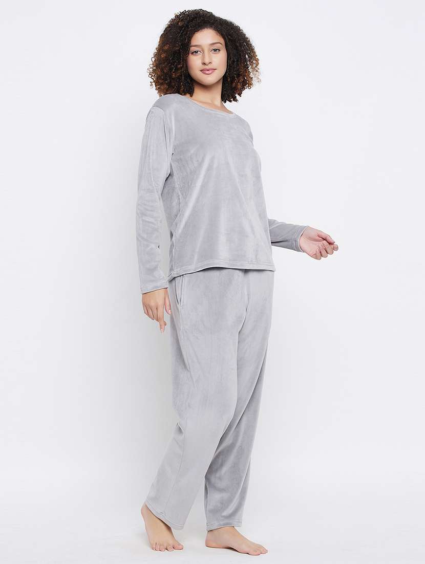 women solid pyjama nightwear set - 21552313 -  Standard Image - 2
