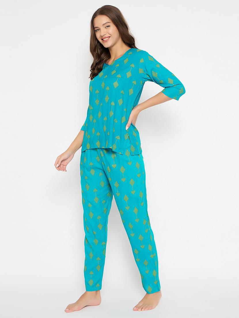 women printed pyjama nightwear set - 21552321 - Standard Image - 2