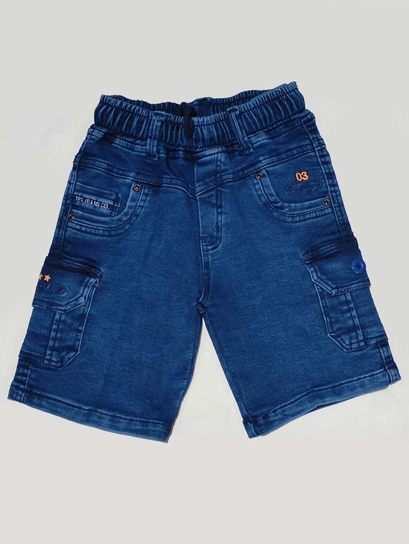 boys solid mid rise denim shorts