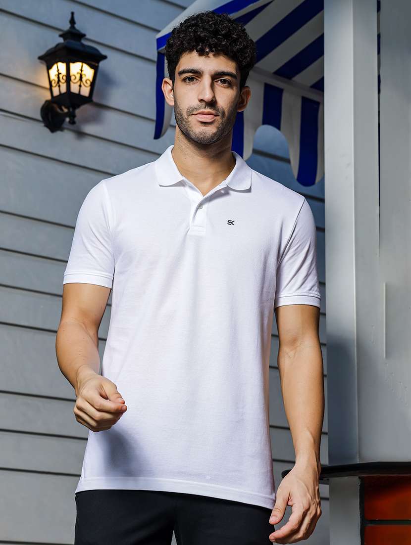 men solid short sleeves polo t-shirt