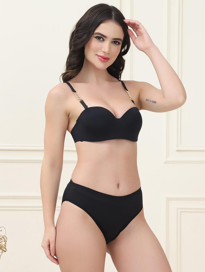 women solid bra & panty set - 21553009 - Standard Image - 2