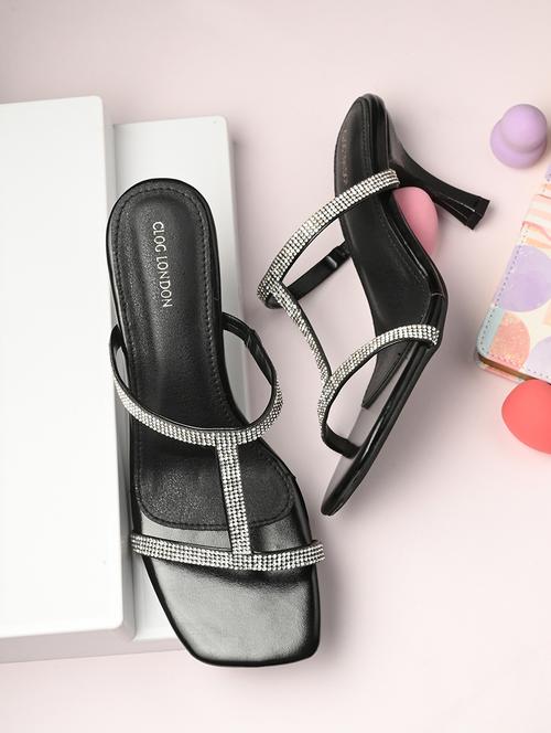 women black slip on sandal - 21553039 - Standard Image - 0
