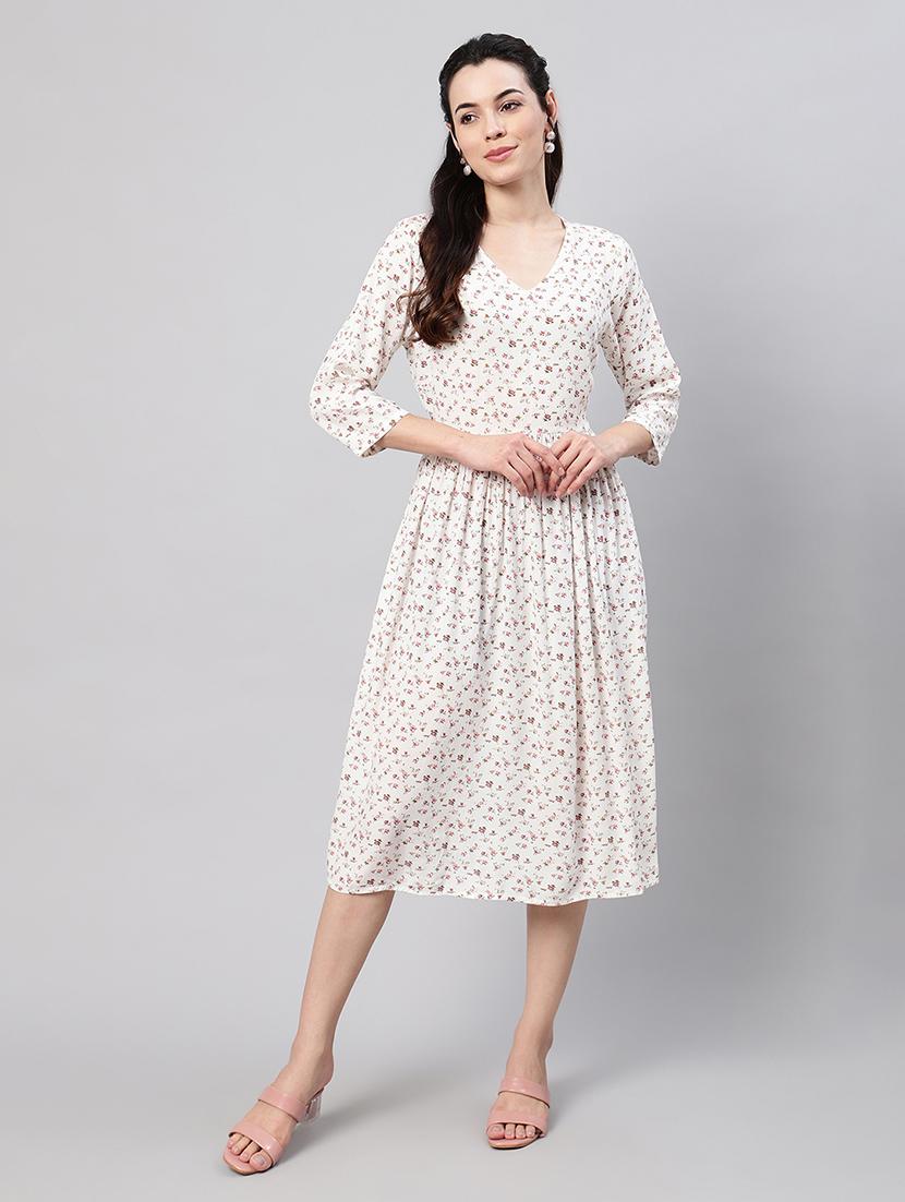 women floral printed v neck a-line dress - 21553057 - Zoom Image - 0