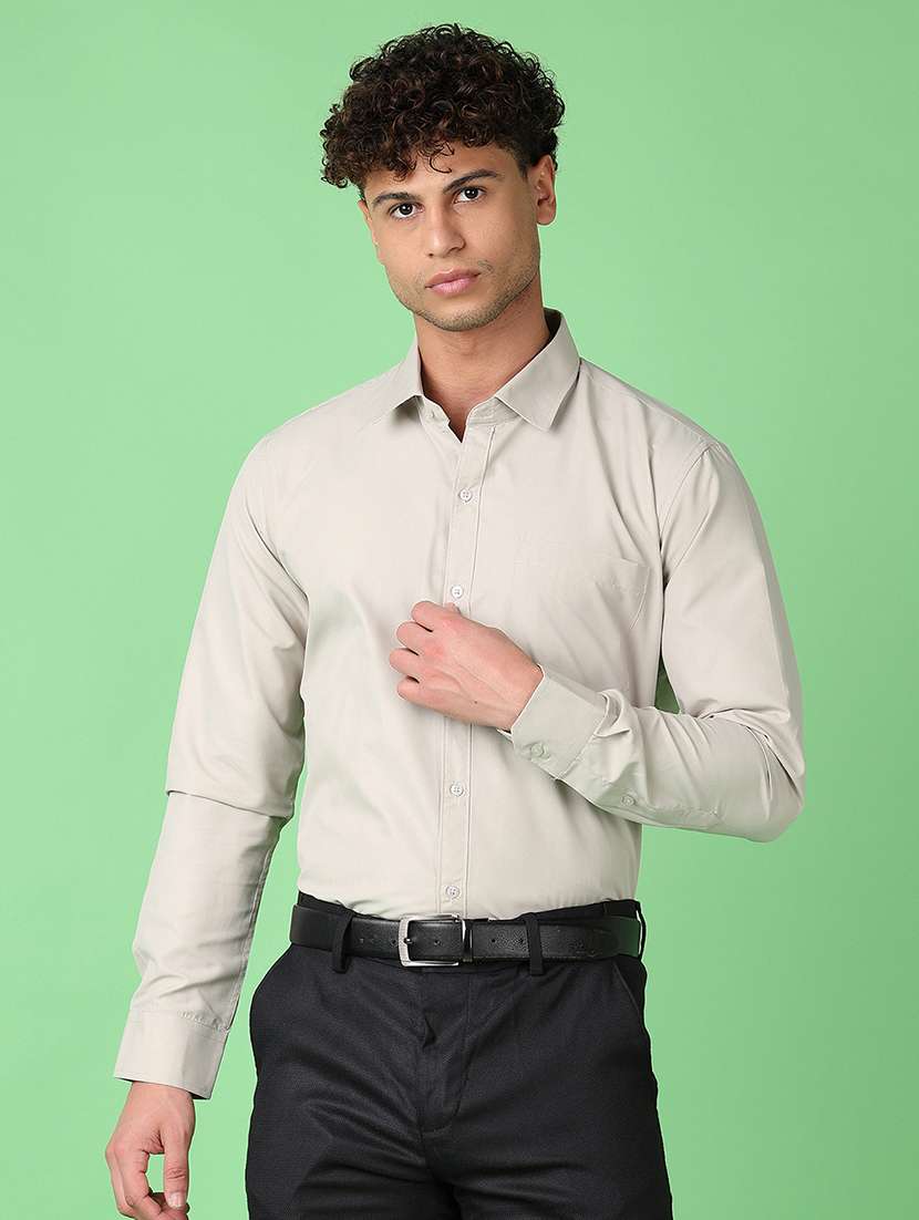 men long sleeves solid formal shirt