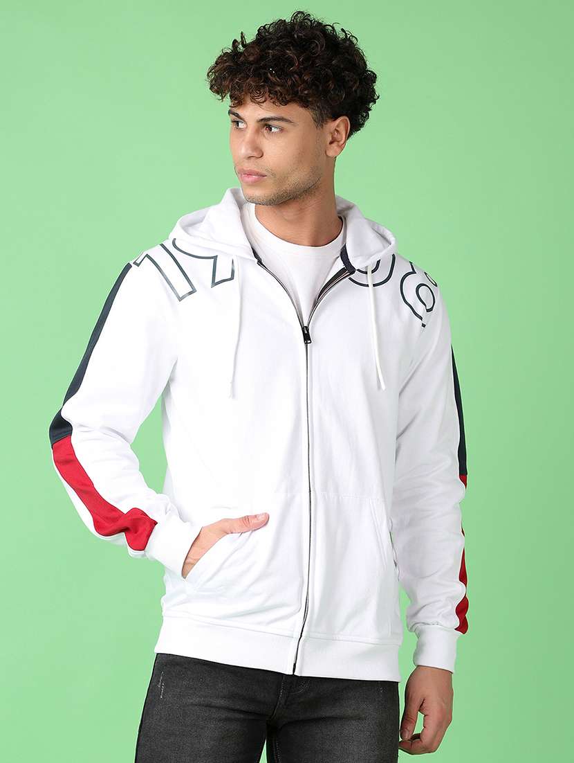 men long sleeves placement print sweatshirt