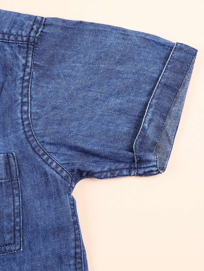 boys solid denim short sleeve shirts - 21553327 -  Standard Image - 2