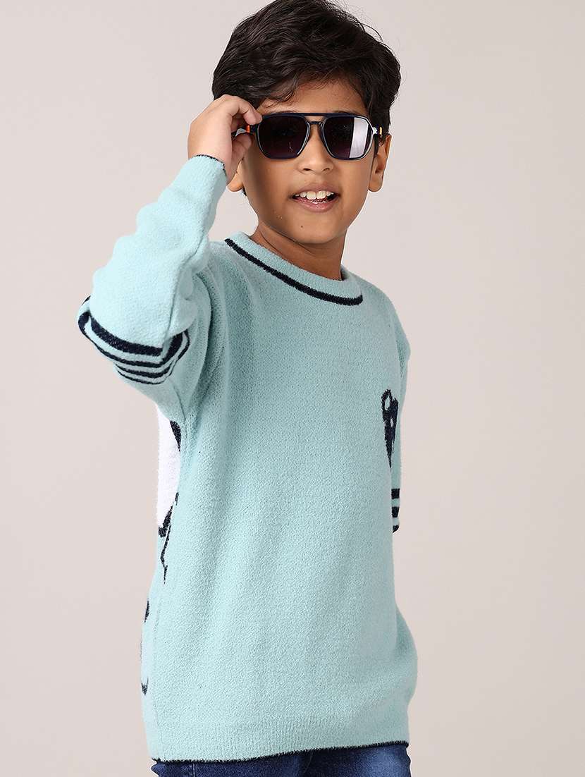 boys self design long sleeve pullover sweater - 21553329 -  Standard Image - 2