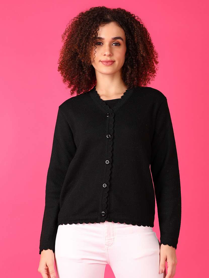 women solid long sleeve cardigan