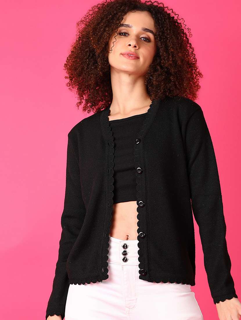 women solid long sleeve cardigan - 21553370 -  Standard Image - 2