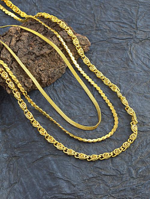 pack of 3 gold brass chain necklace - 21553709 -  Standard Image - 0